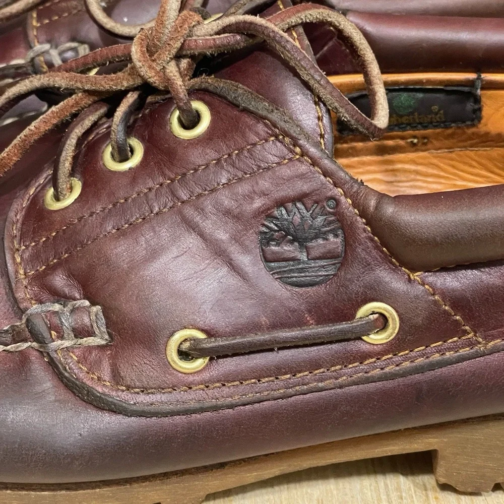 Vtg Timberland Classic Leather Blucher Brown 3 Eye Lug Sole Shoes Mens 10 32026